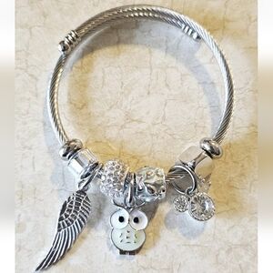 Stainless Steel Jewelry Owl Charm Bracelet For Women,Kids Lovely Bracelets